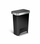Pedálový odpadkový koš Simplehuman – 45 l, kapsa na sáčky, obdélníkový, černý plast /nerez - thumb (0)