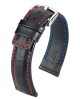 Řemínek Hirsch Grand Duke - černý, červené prošití - 24 mm - XL - Prodloužená délka - 22 mm - Stříbrná - thumb (0)
