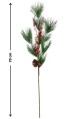 Umělá větvička borovice s dekorací, 75 cm - thumb (2)