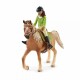 Schleich 42542 Černovláska Sarah s pohyblivými klouby na koni Mystery - thumb (0)