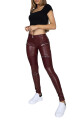 Hugz Jeans Wine Faux Leather Biker High Waist - thumb (4)