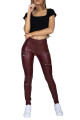 Dámské legíny Hugz Jeans  Wine Faux Leather Biker High Waist S - thumb (0)