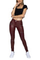 Hugz Jeans Wine Faux Leather Biker High Waist - thumb (5)