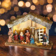 Solight LED vánoční dřevěný podsvícený betlém, 6x LED, 26 x 17cm, 2x AA - thumb (1)