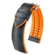 Řemínek Hirsch Andy - černo-oranžový - 20 mm - L – Standardní délka (doporučujeme) - 18 mm - Stříbrná - thumb (0)