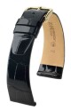 Řemínek Hirsch Prestige Alligator - černý, lesk - 19 mm - L – Standardní délka (doporučujeme) - 14 mm - Stříbrná - thumb (0)