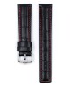 Řemínek Hirsch Grand Duke - černý, červené prošití - 24 mm - XL - Prodloužená délka - 22 mm - Stříbrná - thumb (1)