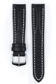 Řemínek Hirsch Heavy Calf - černý - 26 mm - L – Standardní délka (doporučujeme) - 24 mm - Stříbrná - thumb (1)