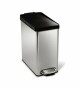 Pedálový odpadkový koš Simplehuman – 10 l, hranatý, plastové víko, matná nerez ocel - thumb (0)