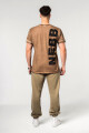 Pánské tričko Nebbia  Washed-off Cotton T-shirt MAX OUT Light Brown M - thumb (4)