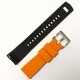 Silikonový řemínek, oranžový/černý se stříbrnou sponou - 18 mm - thumb (1)