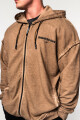 Pánská mikina Nebbia  Washed-off Zip Up Hoodie GYM BRO Light Brown M - thumb (4)