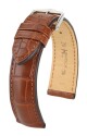 Řemínek Hirsch Earl Alligator - zlatohnědý, mat - 24 mm - L – Standardní délka (doporučujeme) - 22 mm - Stříbrná - thumb (0)