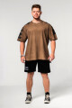 Pánské tričko Nebbia  Washed-off Oversized T-shirt LIFTING CLUB Light Brown L - thumb (0)