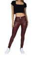 Hugz Jeans Wine Faux Leather Biker High Waist - thumb (1)