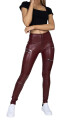 Dámské legíny Hugz Jeans  Wine Faux Leather Biker High Waist S - thumb (3)