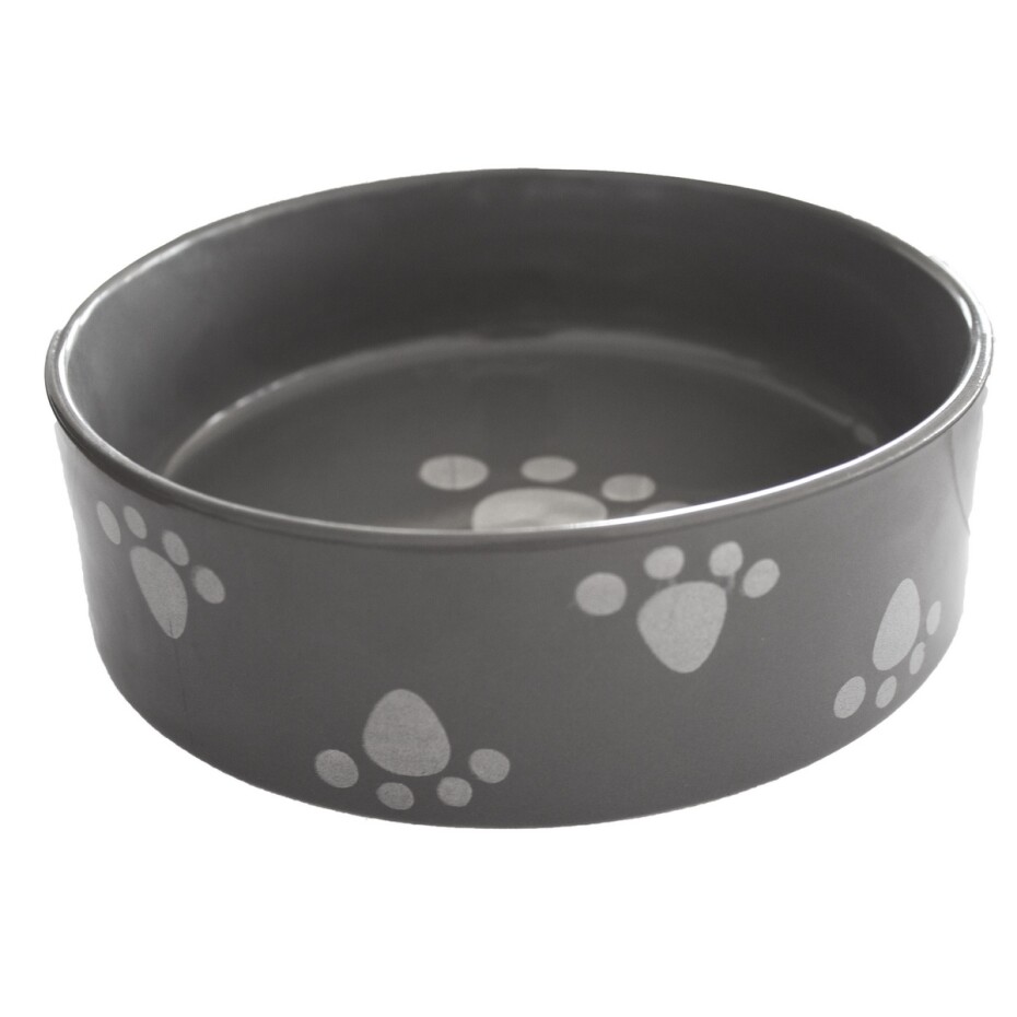 Keramická miska pro psa Tlapka šedá, 15 x 5 cm - main (0)