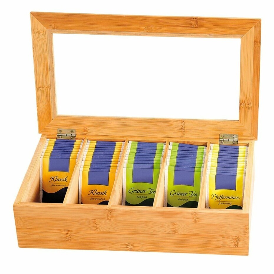 Kesper 58900 Organizér na čaje bambus, 5 přihrádek, 36 x 20 x 9 cm - main (2)