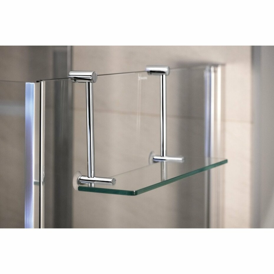 SAPHO 1301-15 závěsná skleněná polička na sprchovou zástěnu 40 x 18 x 12,5 cm, stříbrná - main (1)