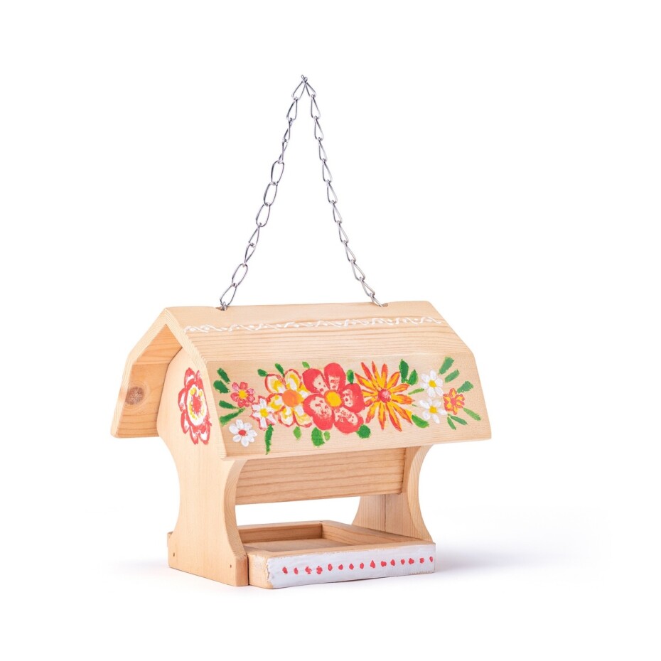 Woody Dřevěné krmítko pro ptáky, 4 barvy a štětec, 19 x 13,5 x 16 cm - main (1)