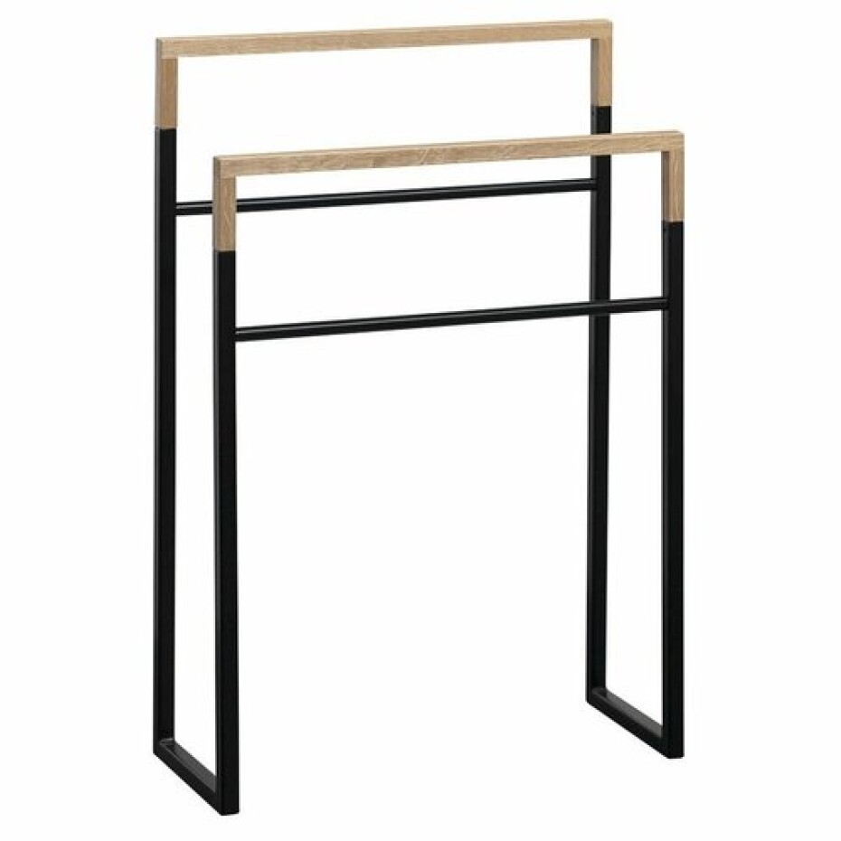 SAPHO Ska308 Ska stojan na ručníky 55 x 80 x 20 cm, černá mat/dub - main (0)