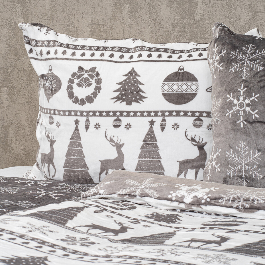 4Home Vánoční povlečení mikroflanel Christmas time šedá, 140 x 220 cm, 70 x 90 cm - main (6)