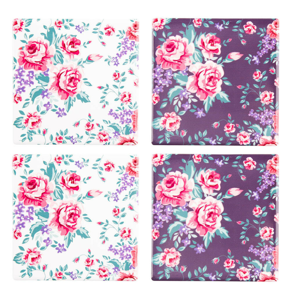 Altom Keramický podtácek Floral, 10 x 10 cm, sada 4 ks - main (0)