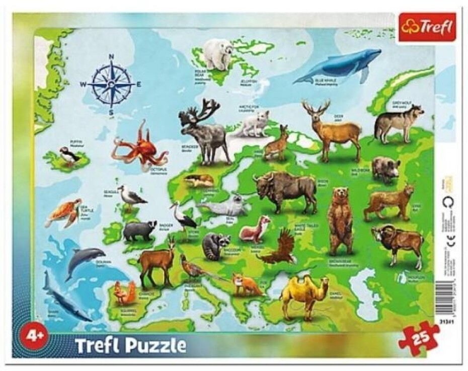 Trefl Puzzle Mapa Evropy se zvířátky / 25 dílků - main (0)
