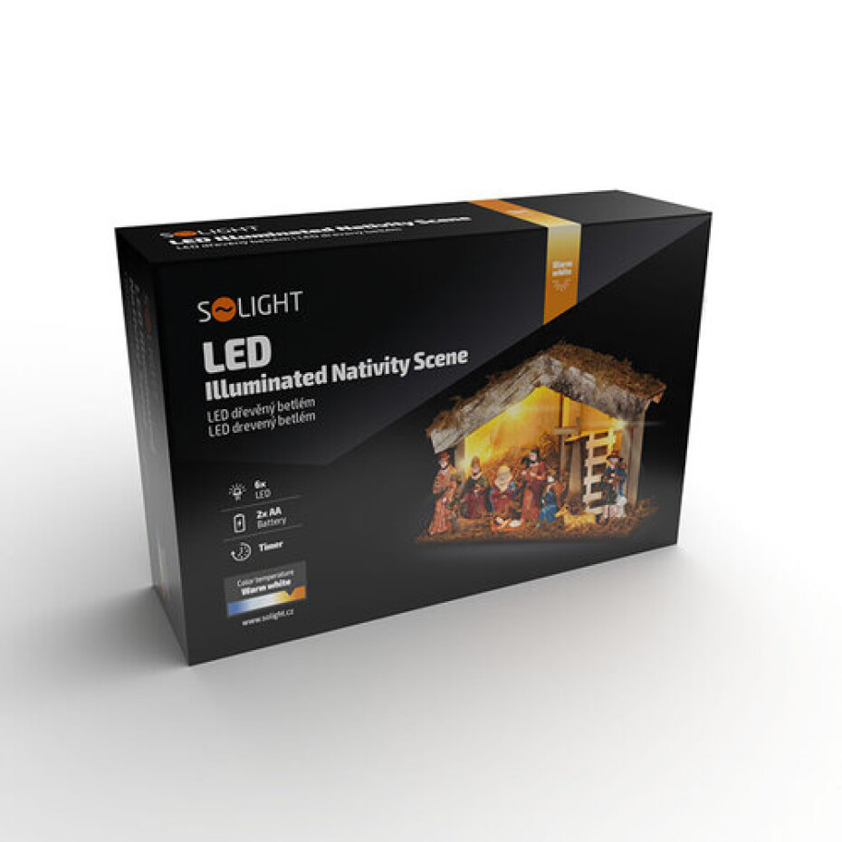 Solight LED vánoční dřevěný podsvícený betlém, 6x LED, 26 x 17cm, 2x AA - main (3)