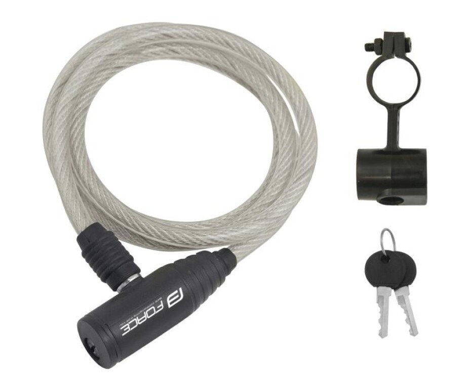 Force Zámek F ECO spirálový s držákem 120cm/8mm, čirý - main (0)