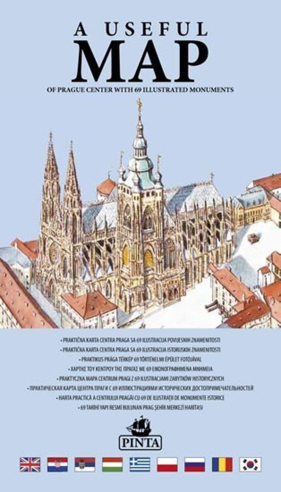 A USEFUL MAP - Praktická mapa centra Prahy s 69 ilustracemi historických památek (modrá) - Daniel Pinta - main (0)