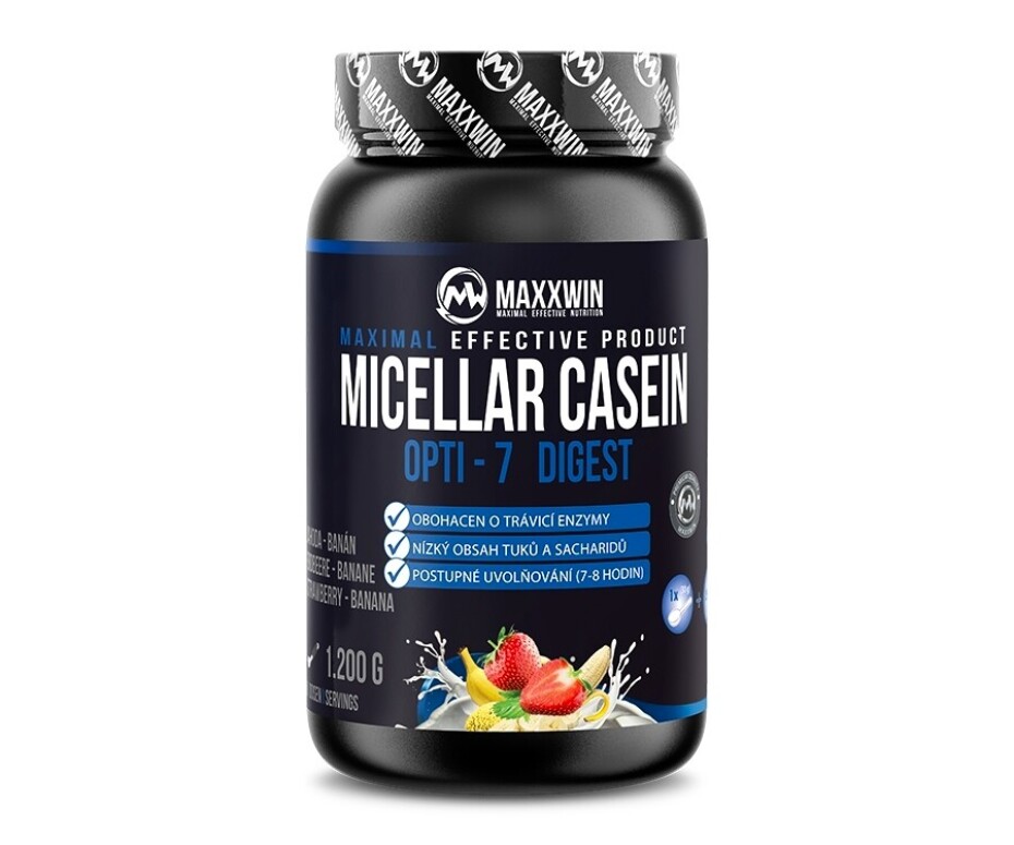MAXXWIN Micellar Casein Opti-7-Digest 1200 g jahoda - banán - main (2)