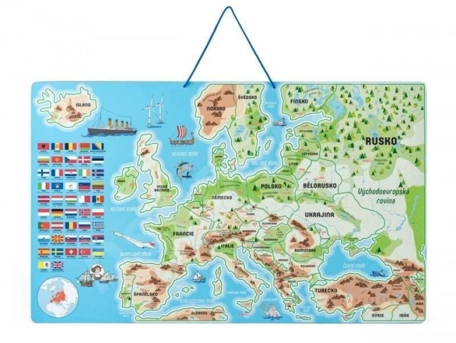Woody Magnetická mapa EVROPY, společenská hra  3 v 1, v českém jazyce - main (0)