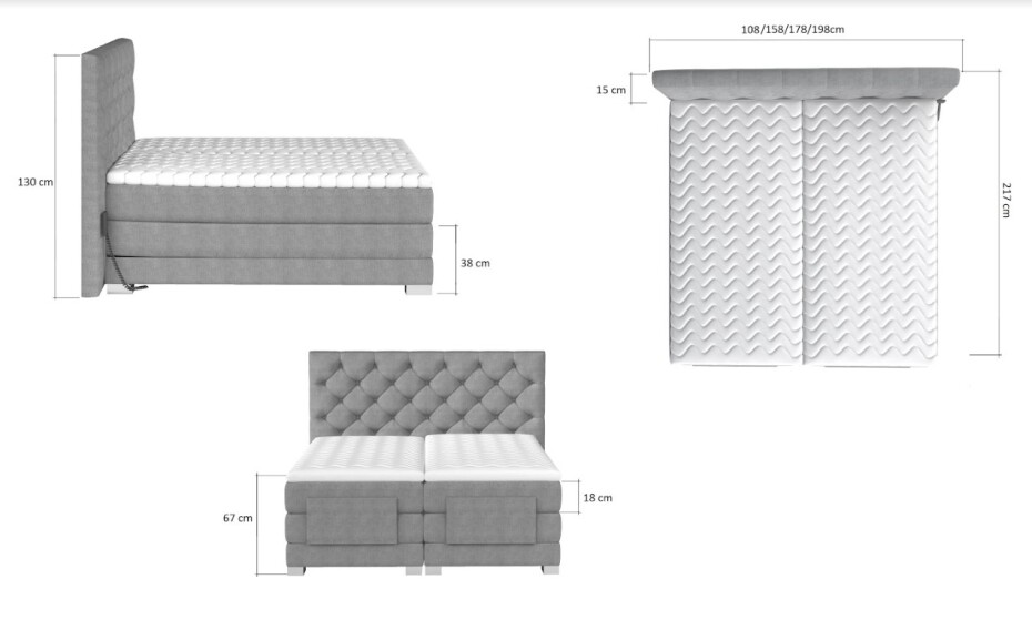 Artelta Manželská polohovatelná postel CLOVER Boxspring | 160 x 200 cm barevné provedení: Monolith 09 - main (19)