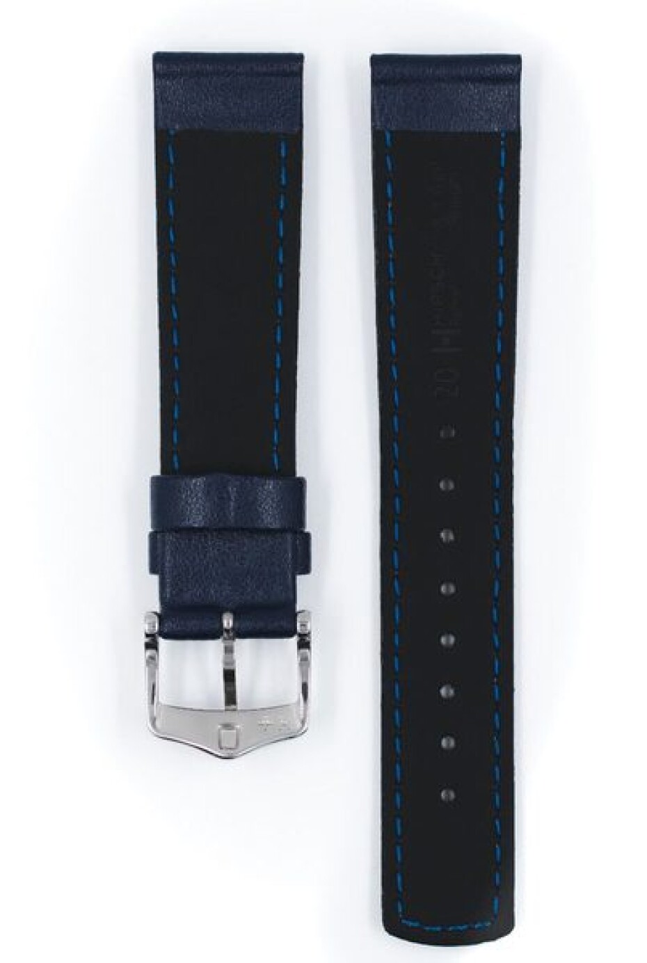 Řemínek Hirsch Runner - modrý - 24 mm - L – Standardní délka (doporučujeme) - 22 mm - Stříbrná - main (2)