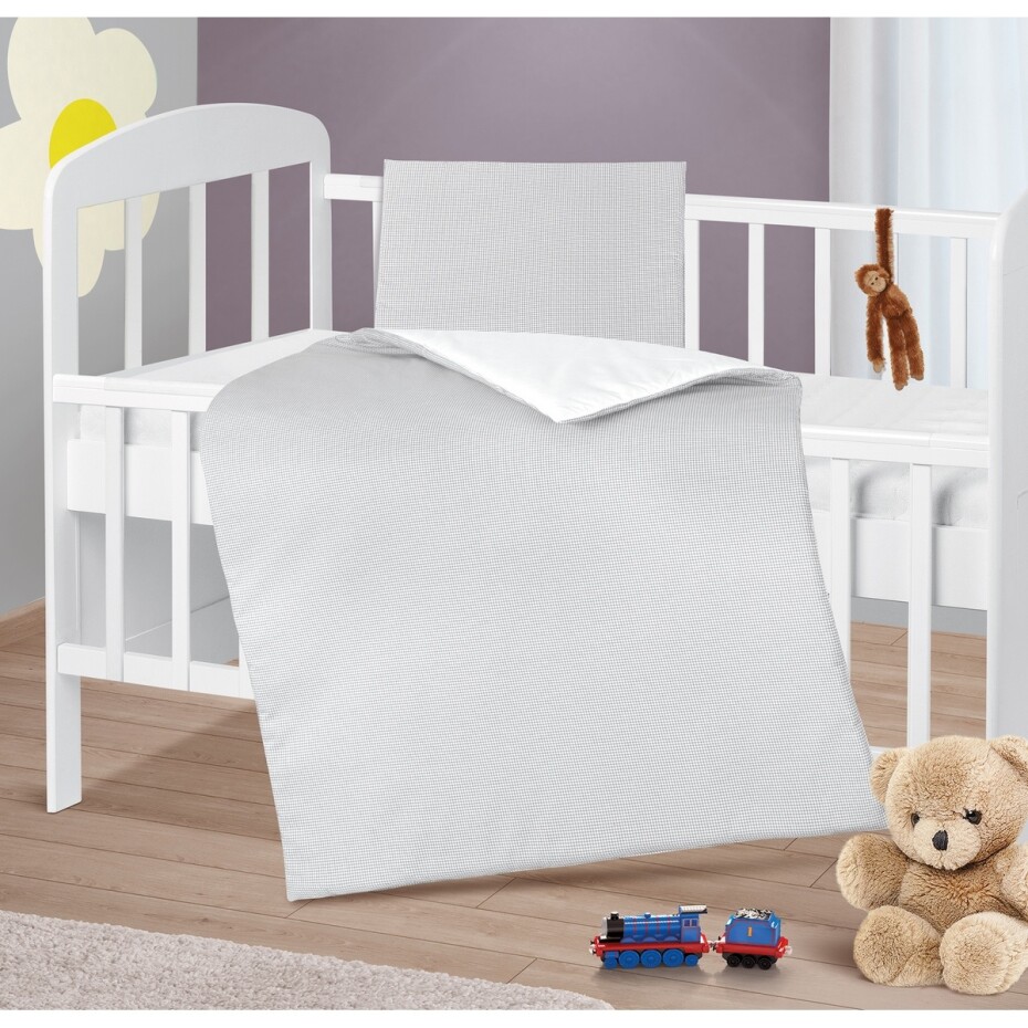 Bellatex Dětský set polštáře a přikrývky Kostička šedá, 75 x 100 cm, 42 x 32 cm - main (2)