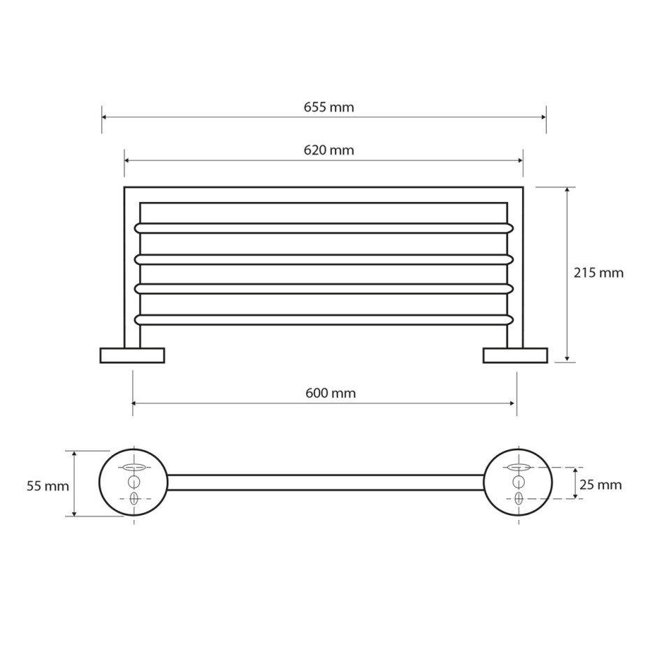 SAPHO XR413 X-Round polička na ručníky 65 cm, stříbrná - main (1)