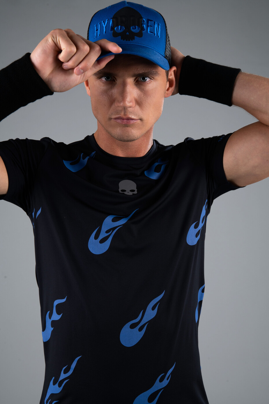 Pánské tričko Hydrogen  Flames Tech Tee Black/Bluette M - main (1)