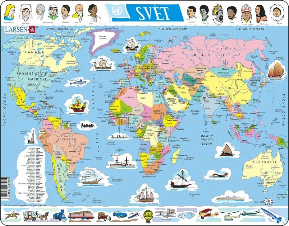 Puzzle MAXI - Mapa Svět/ 107 dílků - Koh-i-noor - main (0)