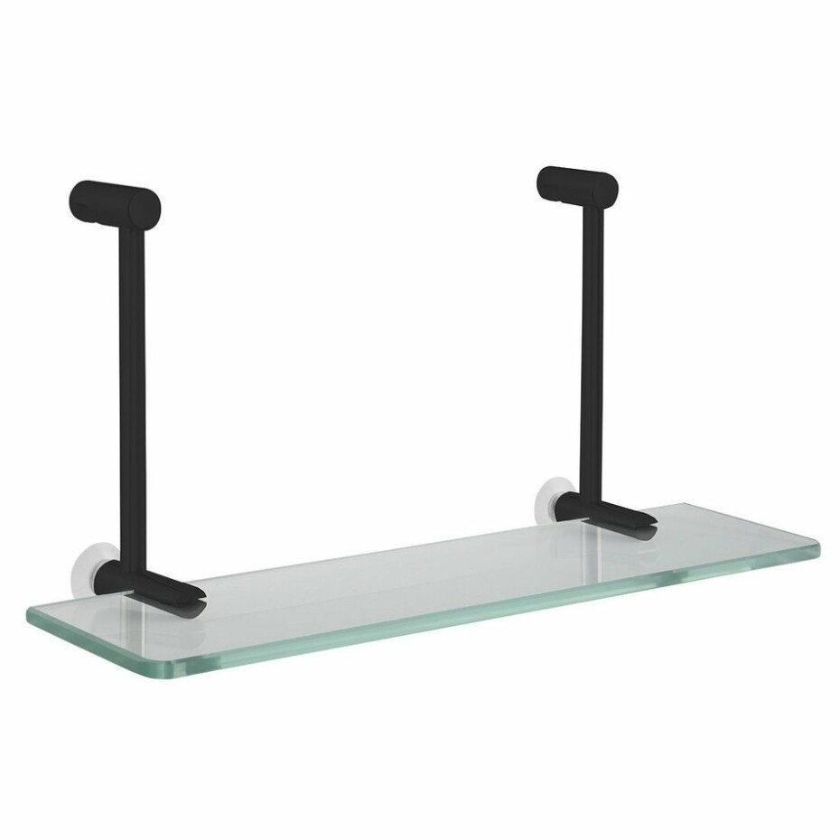 SAPHO 1301-15B závěsná skleněná polička na sprchovou zástěnu 40 x 18 x 12,5 cm, černá mat - main (0)