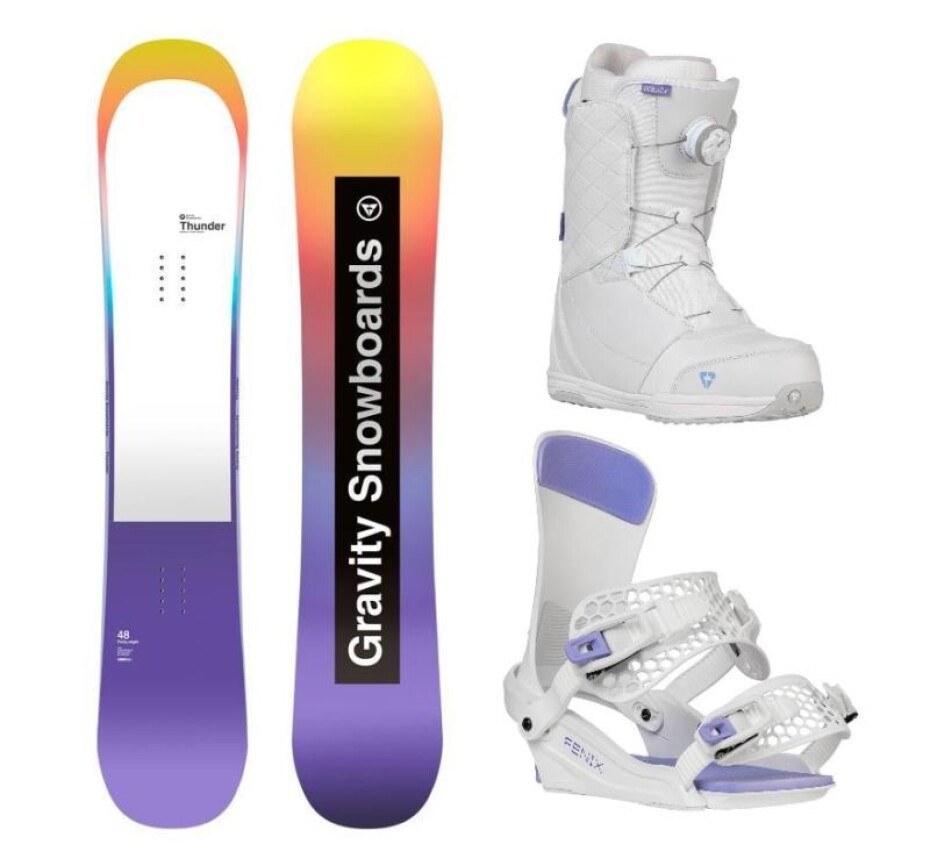 Gravity Thunder 24/25 snowboard + Gravity Fenix white/dámské vázání + Gravity Aura Atop white/levander boty - main (0)