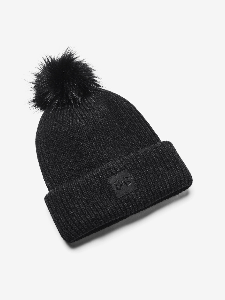 Dámská čepice Under Armour  Halftime Ribbed Pom-BLK - main (2)