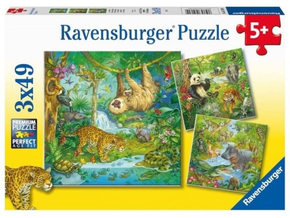 Ravensburger Puzzle Zvířata v džungli 3x49 dílků - main (0)