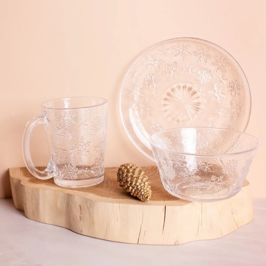 Altom Skleněný dezertní talíř Snowflakes 17,5 cm - main (1)