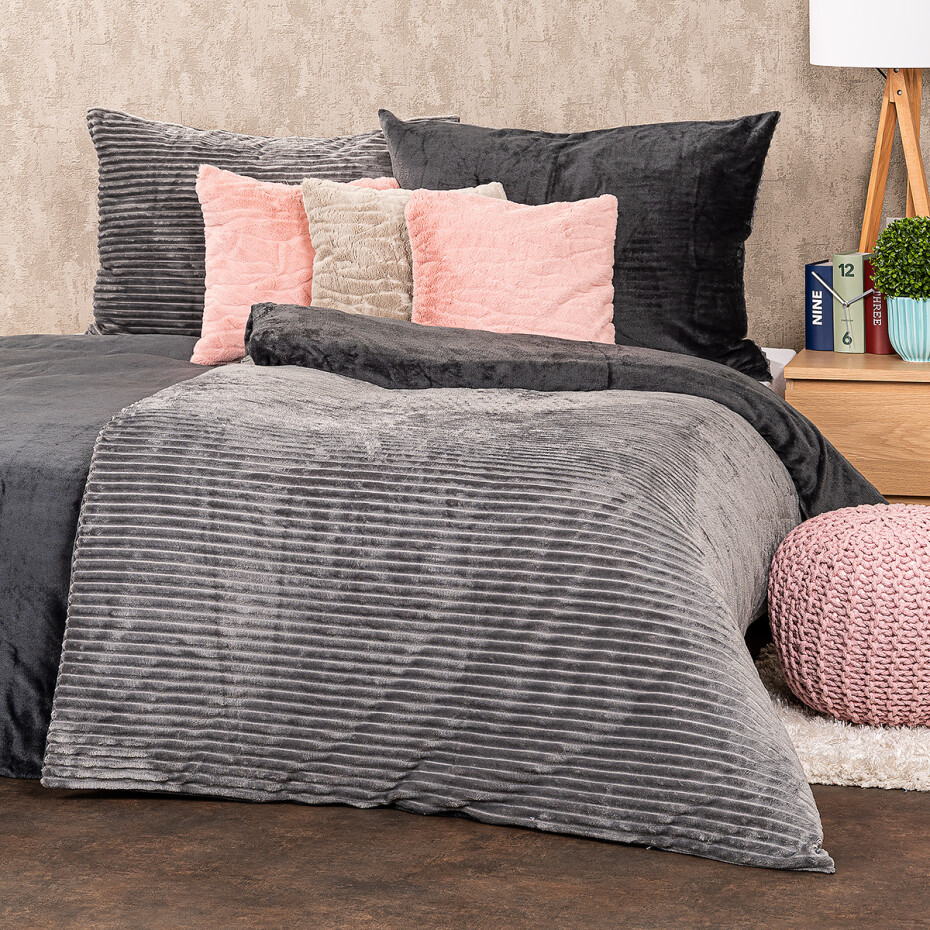 4Home Povlečení mikroflanel Stripe šedá, 140 x 200 cm, 70 x 90 cm - main (6)