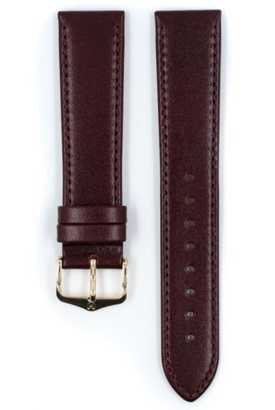 Řemínek Hirsch Osiris - burgundy - 18 mm - L – Standardní délka (doporučujeme) - 16 mm - Zlatá - main (1)