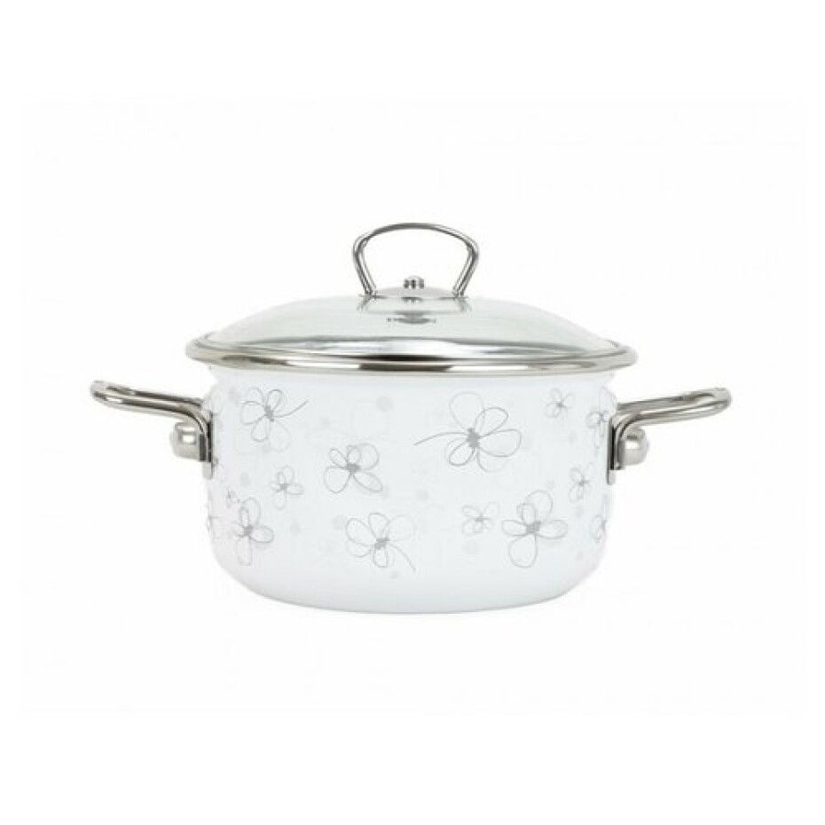 Belis Smaltovaný hrnec s poklicí Premium, bílá, 18 cm, 2,2 l, 2,2 l - main (0)