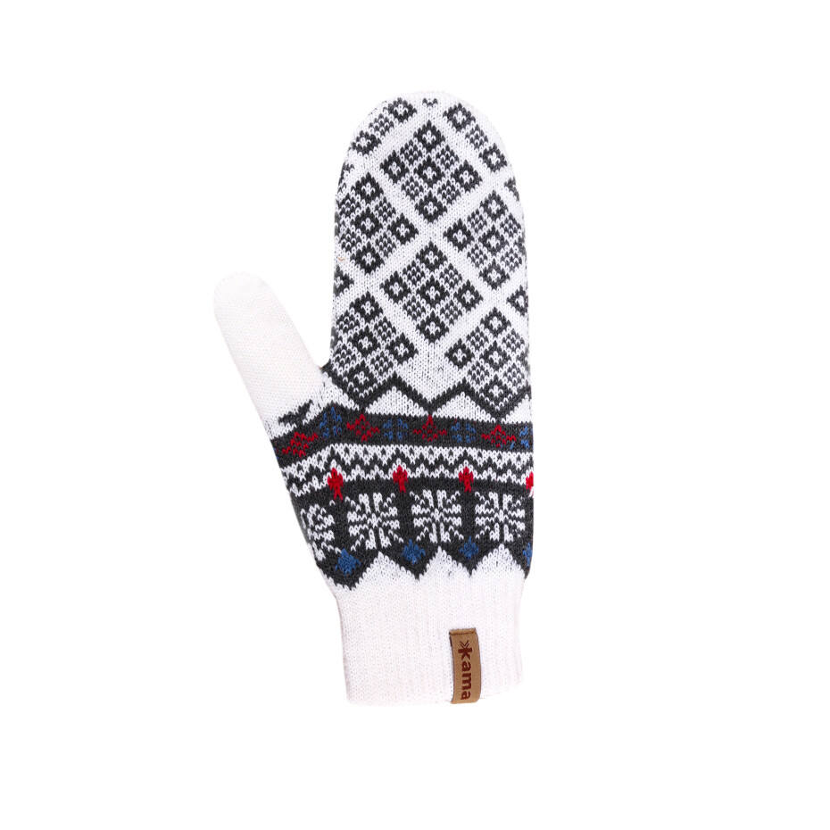 Rukavice Kama  Pletené Merino R111 black L, bílá - main (0)