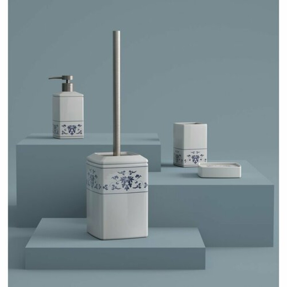 GEDY CX3389 Cixi WC štětka na postavení, porcelán, bílá/modrá - main (1)