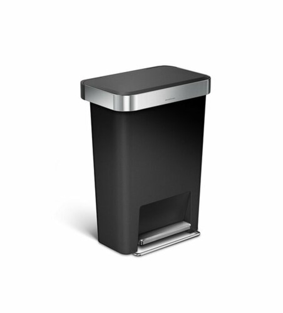 Pedálový odpadkový koš Simplehuman – 45 l, kapsa na sáčky, obdélníkový, černý plast /nerez - main (0)
